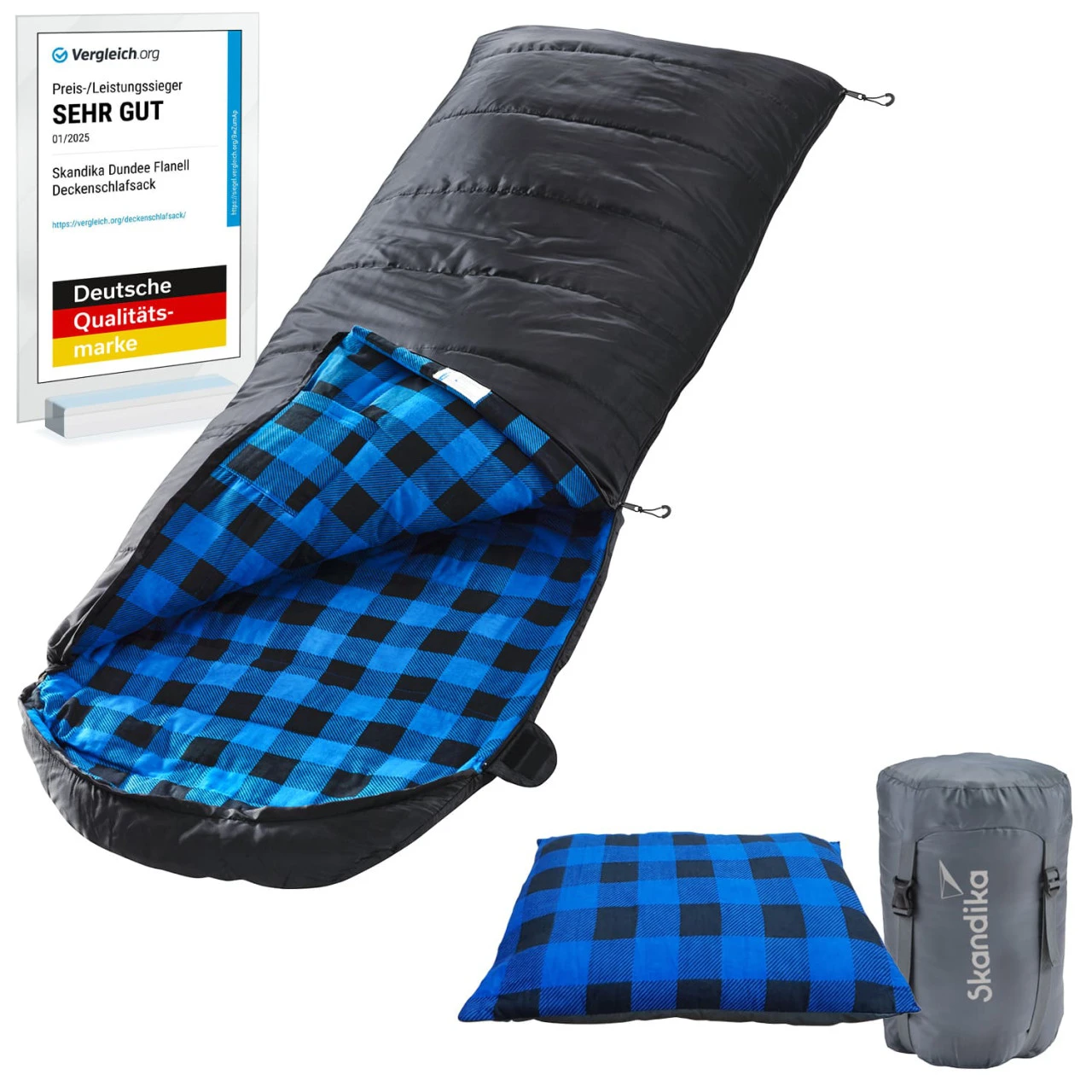 Dundee Decken-Schlafsack Mit Kissen, Schwarz