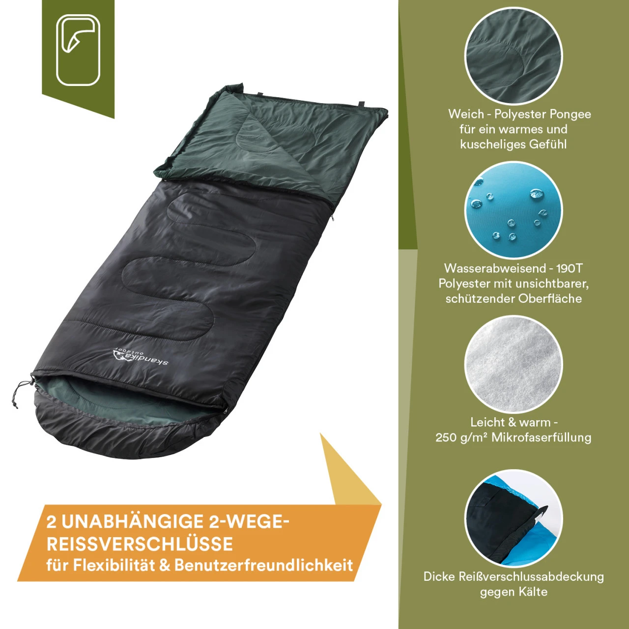 Skandika Schlafsack Skye, RV Links, Blau 7 Skandika Schlafsack Skye, RV Links, Blau – Bild 7