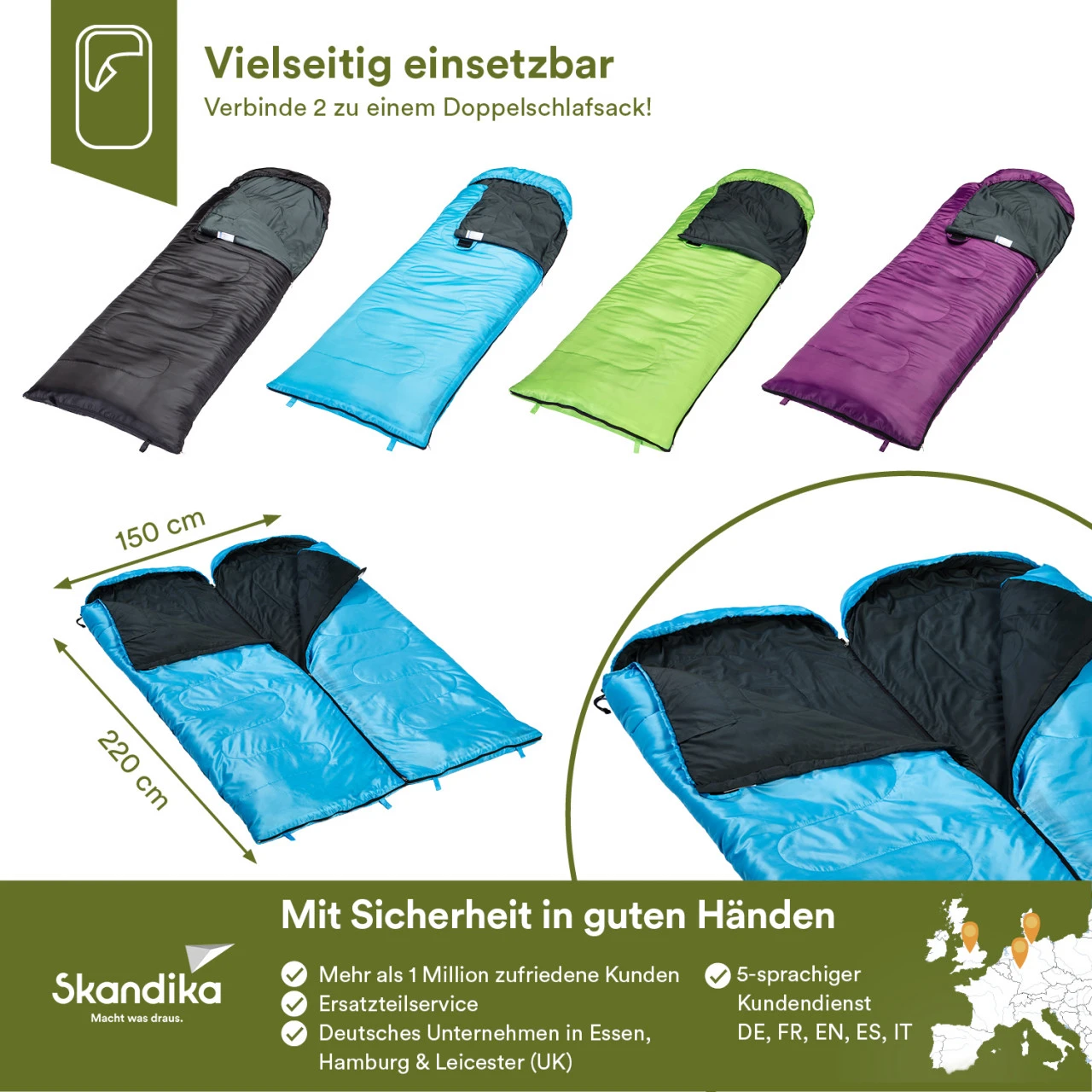 Skandika Schlafsack Skye, RV Links, Blau 4 Skandika Schlafsack Skye, RV Links, Blau – Bild 4