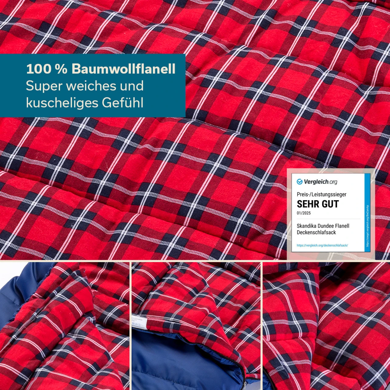 Skandika Kinderschlafsack Dundee Junior, Blau/rot 4 Skandika Kinderschlafsack Dundee Junior, Blau/rot – Bild 4