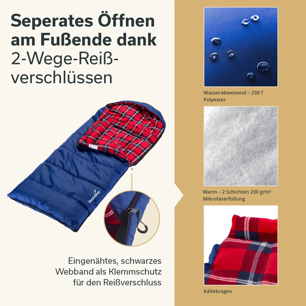 Skandika Kinderschlafsack Dundee Junior, Blau/rot 5 Skandika Kinderschlafsack Dundee Junior, Blau/rot – Bild 5