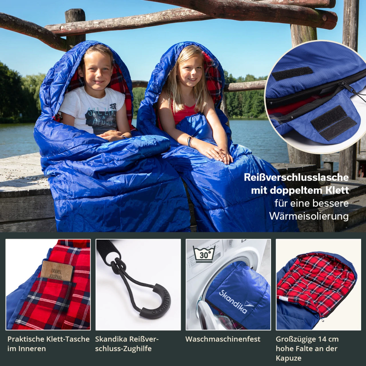 Skandika Kinderschlafsack Dundee Junior, Blau/rot 3 Skandika Kinderschlafsack Dundee Junior, Blau/rot – Bild 3