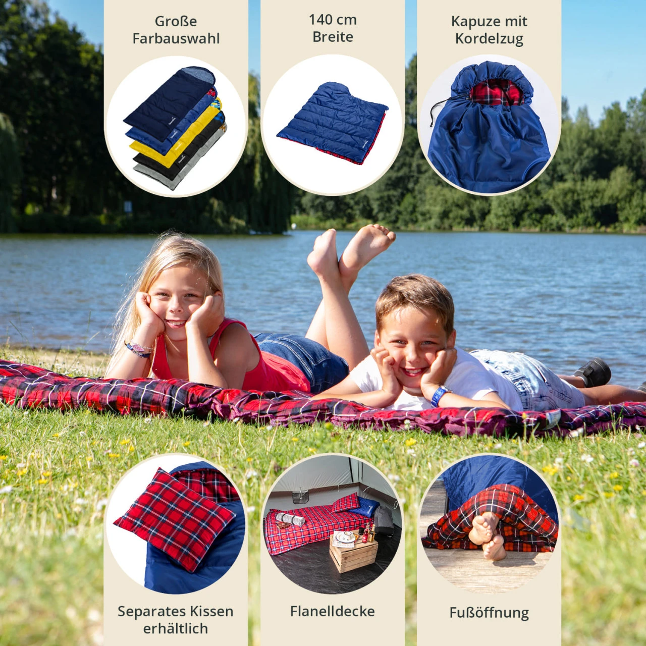 Skandika Kinderschlafsack Dundee Junior, Blau/rot 2 Skandika Kinderschlafsack Dundee Junior, Blau/rot – Bild 2