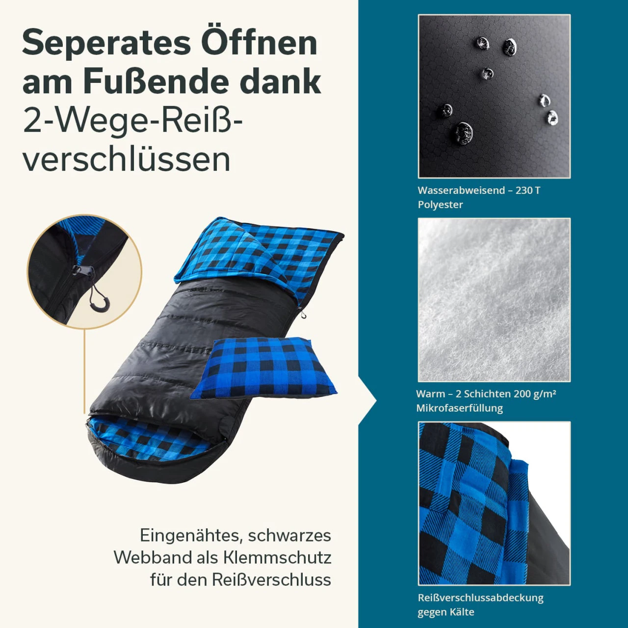 Dundee Decken-Schlafsack Mit Kissen, Schwarz 5 Dundee Decken-Schlafsack Mit Kissen, Schwarz – Bild 5