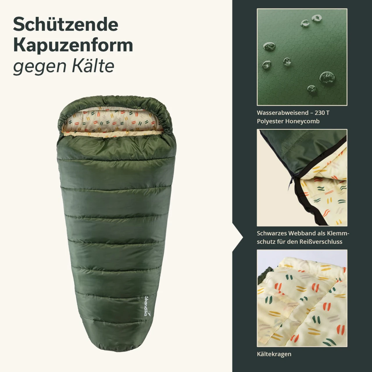 Skandika Mumienschlafsack Vegas, RV Links, D'grün 4 Skandika Mumienschlafsack Vegas, RV Links, D'grün – Bild 4