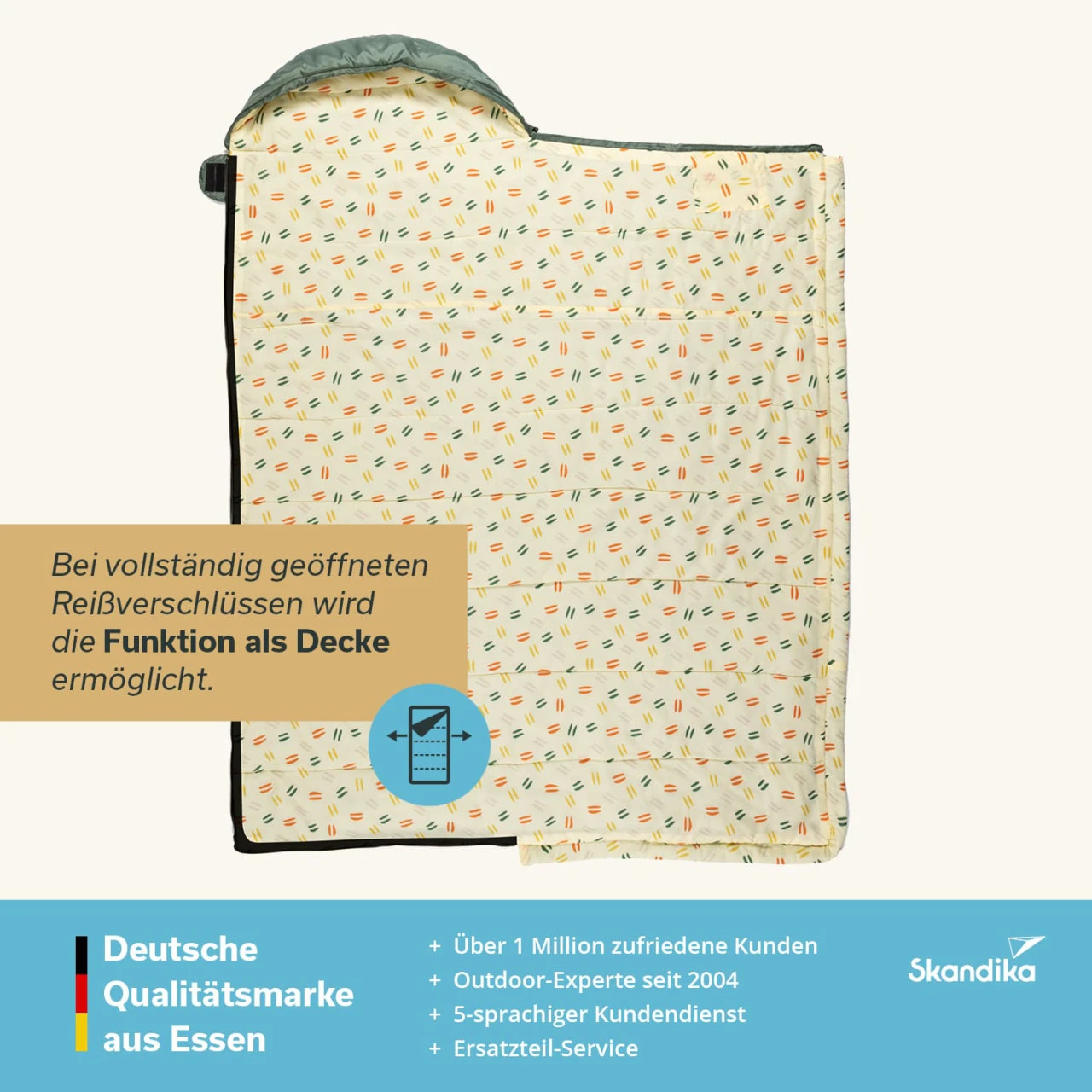 Skandika Deckenschlafsack Iceland, RV Rechts, Grün 2 Skandika Deckenschlafsack Iceland, RV Rechts, Grün – Bild 2