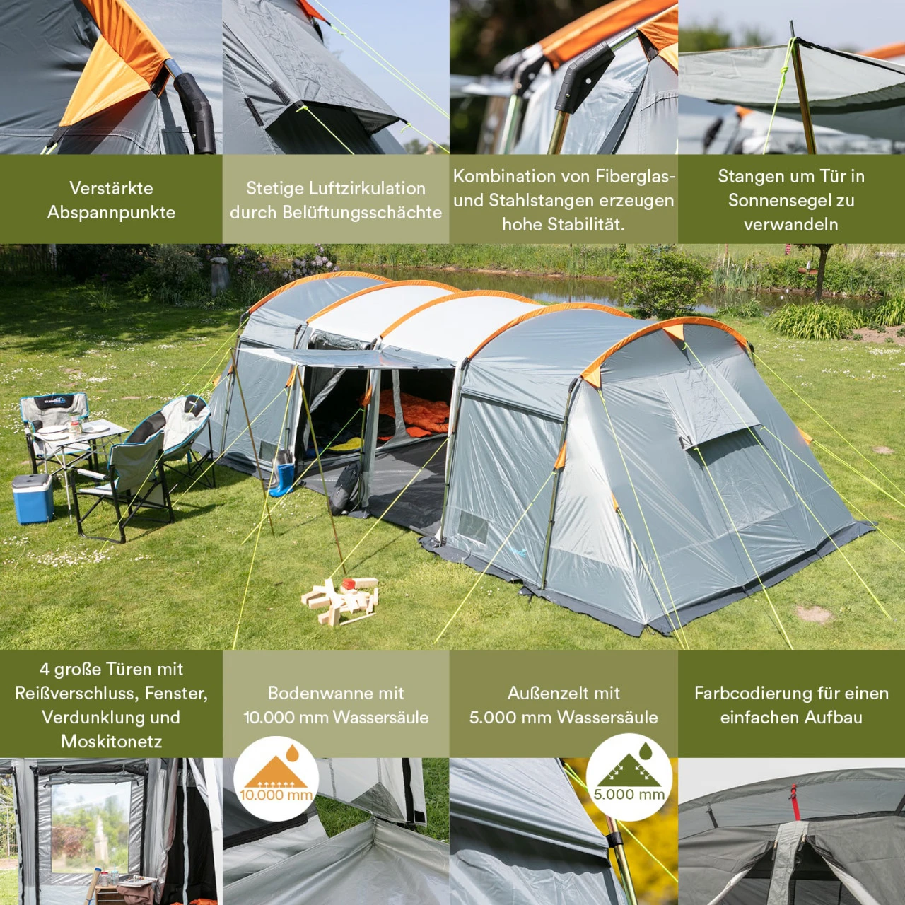 Skandika Tunnelzelt Montana 8 Personen, Grau 1 Skandika Tunnelzelt Montana 8 Personen, Grau