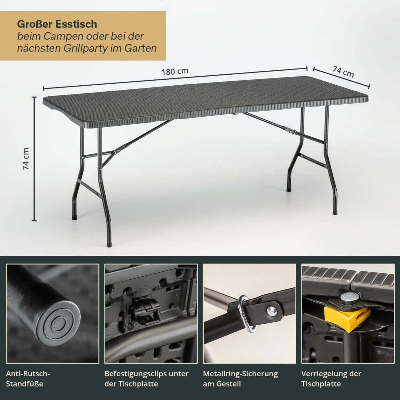 Skandika Klapptisch Masi Schwarz 3 Skandika Klapptisch Masi Schwarz – Bild 3