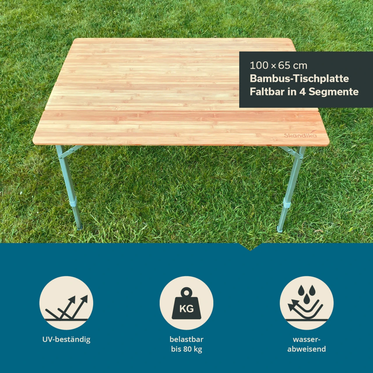 Skandika Campingtisch Tolja Aus Bambus (100×65×65 Cm)