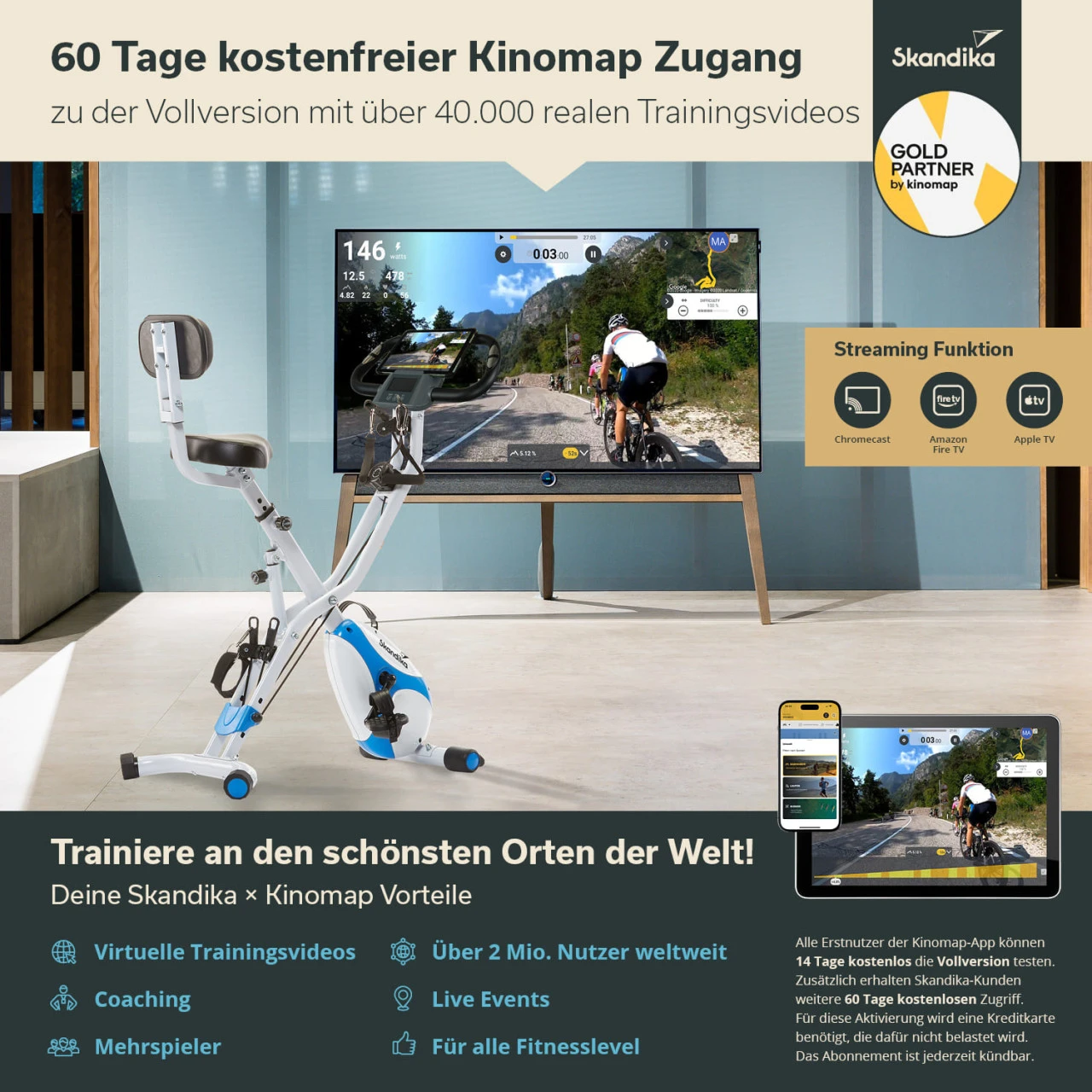 Skandika F-Bike Foldaway X-3000, Weiß/blau 8 Skandika F-Bike Foldaway X-3000, Weiß/blau – Bild 8