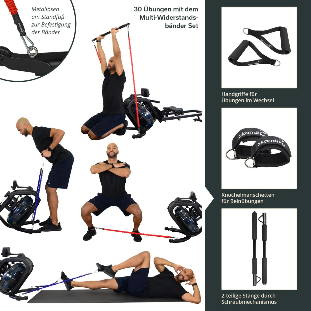 Skandika Wasserrudergerät Nemo IV + Widerstandsbänder-Set