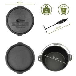 Skandika Dutch Oven 13,8 L Flame Master Ohne Füße